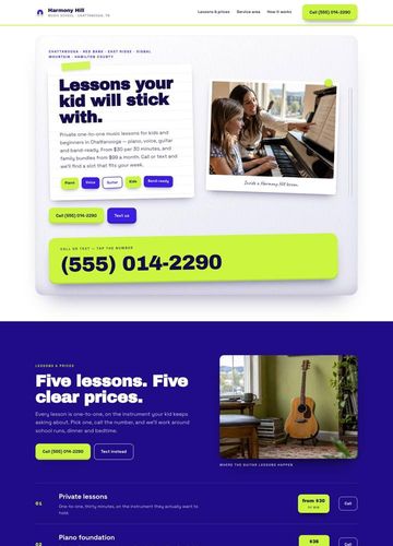Harmony Hill Music School website design