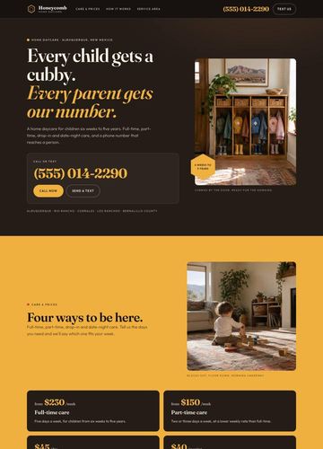 Honeycomb Home Daycare website design