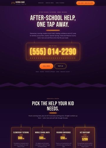 Sierra Sage Tutoring website design