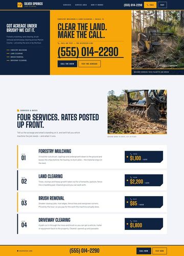 Silver Springs Land Clearing website design